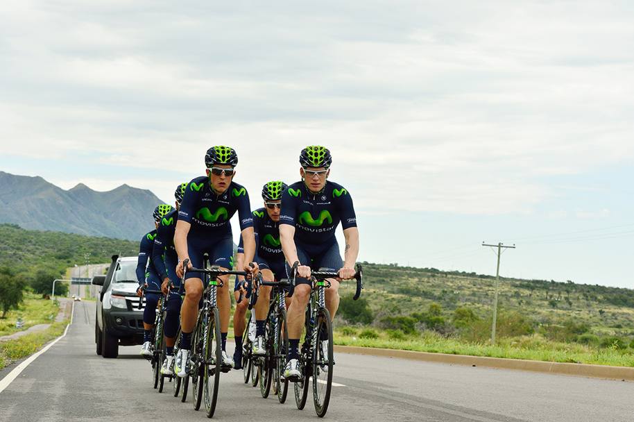 Nairo Quintana e compagni si allenano sulla salita spesso decisiva per la vittoria del Tour de San Luis in Argentina. La corsa si svolge dal 19 al 25 gennaio. Fotoservizio Pablo Cersosimo